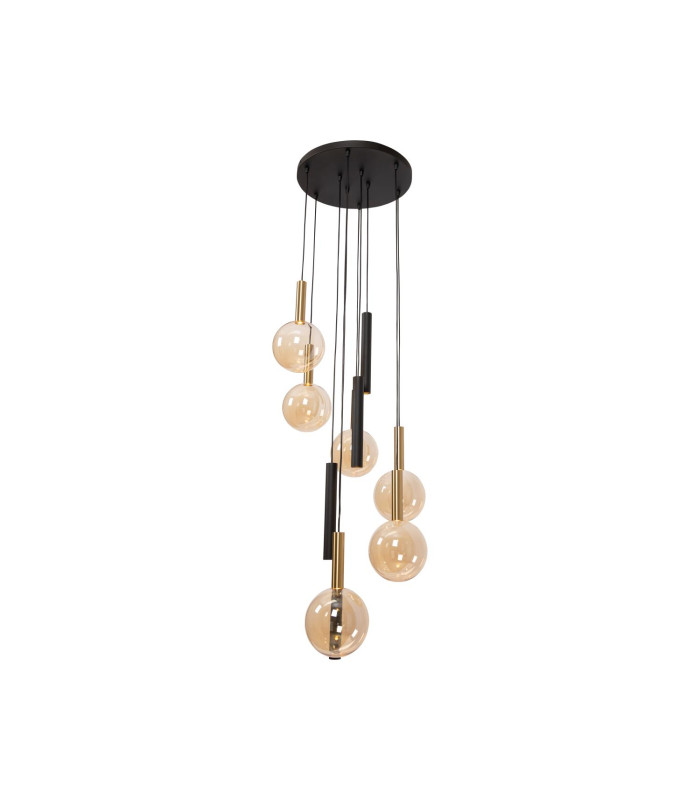 Lucide JOSIANE - Pendant light - Ø 55 cm - 6xG9 - Black | Vibes-3