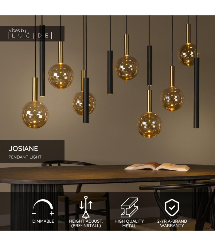 Lucide JOSIANE - Pendant light - 7xG9 - Black | Vibes-2
