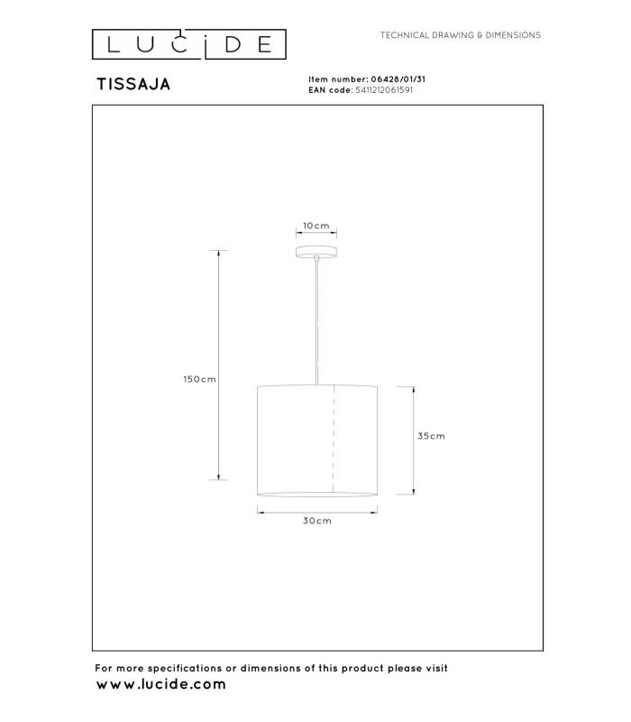 Lucide TISSAJA - Pendant light - Ø 30 cm - 1xE27 - White | Essential-4