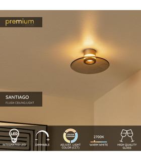 Lucide SANTIAGO - Flush ceiling light - Ø 23 cm - LED Dim. - CCT - 1x10W 2700K/4000K - Amber | Premium-2