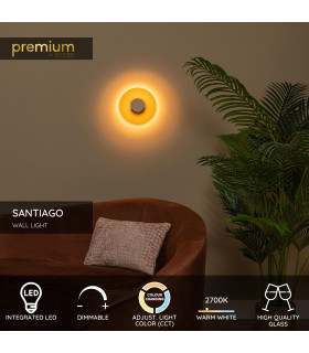 Lucide SANTIAGO - Wall light - Ø 23 cm - LED Dim. - CCT - 1x10W 2700K/4000K - Amber | Premium-2