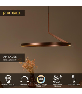 Lucide APPLAUSE - Pendant light - Ø 60 cm - LED Dim. - CCT - 1x32W 2700K/4000K - Hand Wave Sensor - Coffee | Premium-2