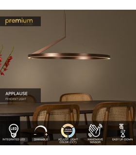 Lucide APPLAUSE - Pendant light - Ø 80 cm - LED Dim. - CCT - 1x50W 2700K/4000K - Hand Wave Sensor - Coffee | Premium-2