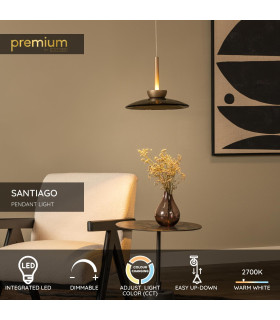 Lucide SANTIAGO - Pendant light - Ø 32 cm - LED Dim. - CCT - 1x16W 2700K/4000K - Amber | Premium-2