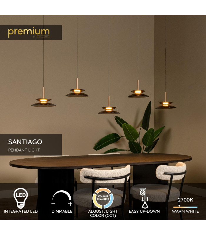 Lucide SANTIAGO - Pendant light - LED Dim. - CCT - 5x10W 2700K/4000K - Amber | Premium-2