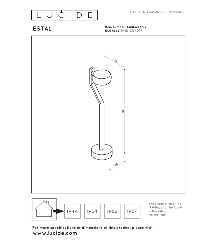 Lucide ESTAL - Bollard light - LED - 1x9W 2700K - IP54 - Rust Brown-5