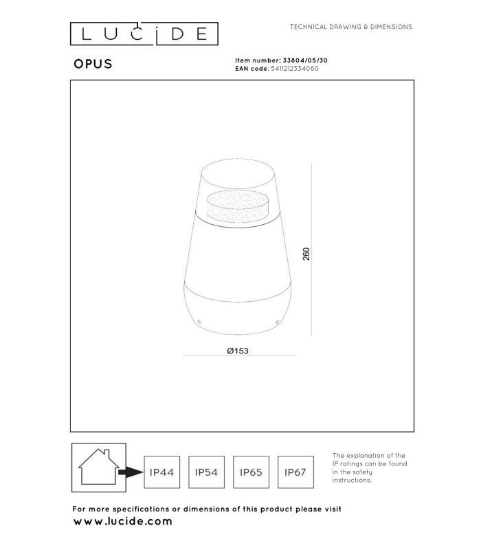 Lucide OPUS - Bollard light - LED - 1x9W 2700K - IP54 - Black-4