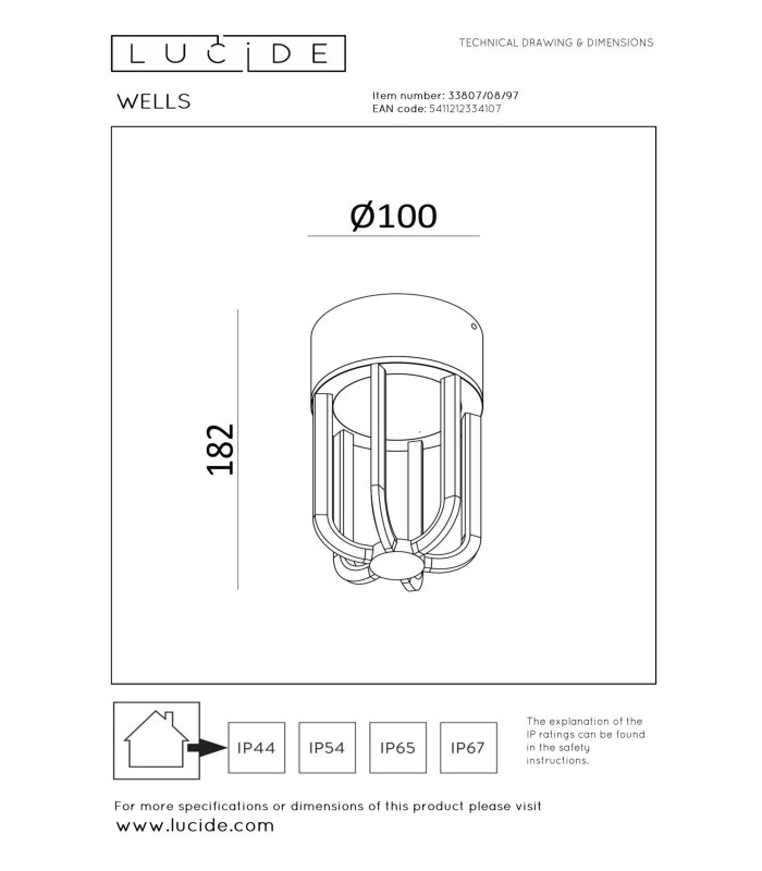 Lucide WELLS - Flush ceiling light Indoor/Outdoor - Ø 10 cm - LED - 1x8W 2700K - IP54 - Rust Brown | Essential-4