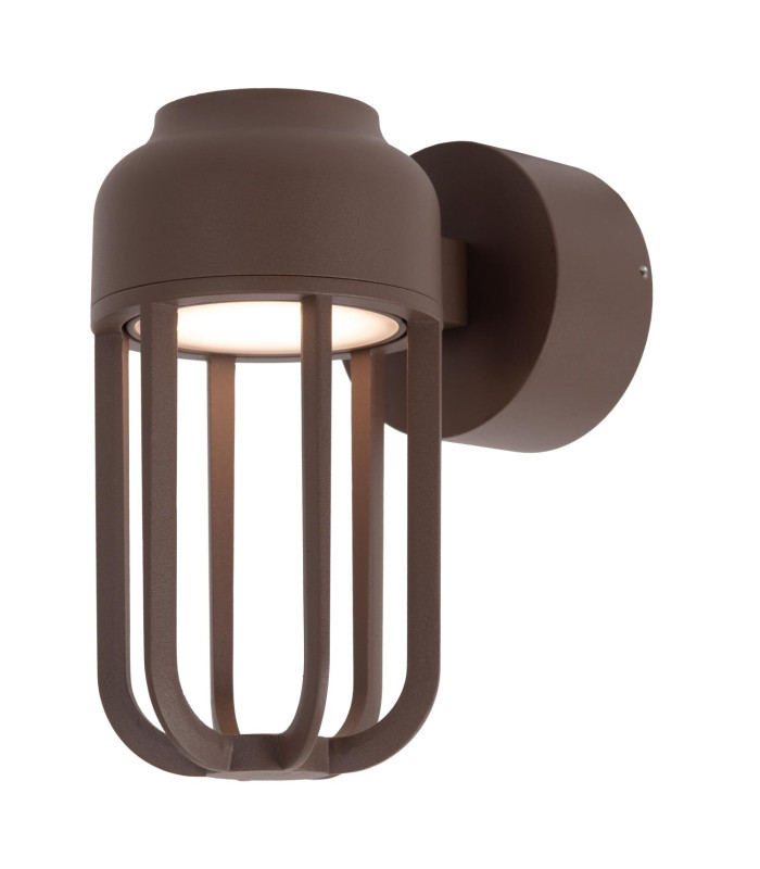 Lucide WELLS - Wall light Indoor/Outdoor - Ø 10 cm - LED - 1x8W 2700K - IP54 - Rust Brown | Essential-1