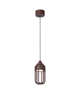 Lucide WELLS - Pendant light Indoor/Outdoor - Ø 10 cm - LED - 1x8W 2700K - IP54 - Rust Brown | Essential-1