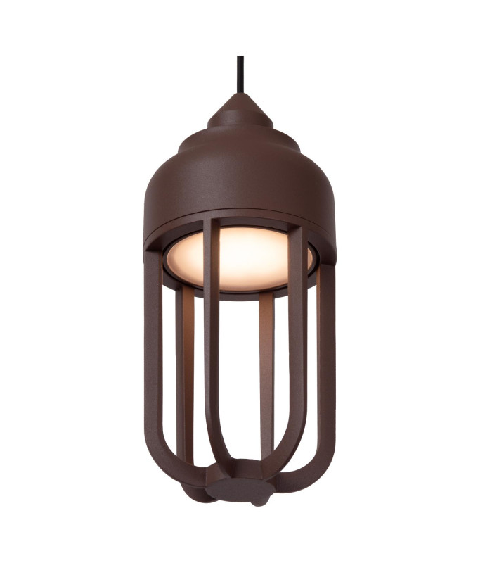 Lucide WELLS - Pendant light Indoor/Outdoor - Ø 10 cm - LED - 1x8W 2700K - IP54 - Rust Brown | Essential-3