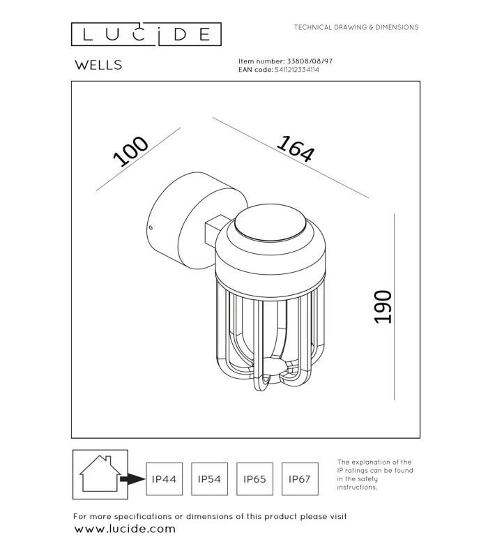 Lucide WELLS - Wall light Indoor/Outdoor - Ø 10 cm - LED - 1x8W 2700K - IP54 - Rust Brown | Essential-5
