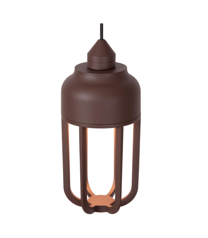 Lucide WELLS - Pendant light Indoor/Outdoor - Ø 10 cm - LED - 1x8W 2700K - IP54 - Rust Brown | Essential-4