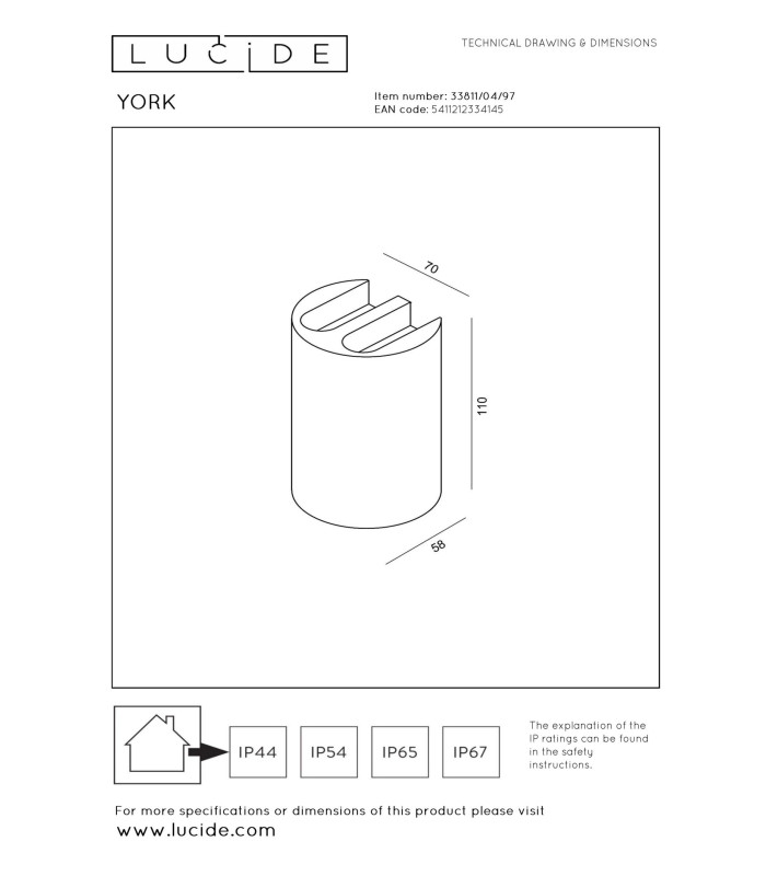 Lucide YORK - Wall spotlight / Wall light Indoor/Outdoor - LED - 4x1