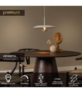 Lucide KENNETH - Pendant light - Ø 40 cm - LED Dim. - 1x12W 2700K - White | Premium-2
