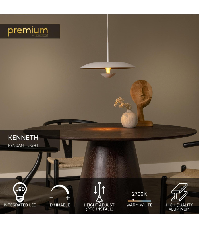 Lucide KENNETH - Pendant light - Ø 40 cm - LED Dim. - 1x12W 2700K - White | Premium-2