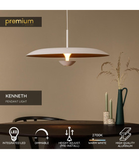 Lucide KENNETH - Pendant light - Ø 60 cm - LED Dim. - 1x16W 2700K - White | Premium-2