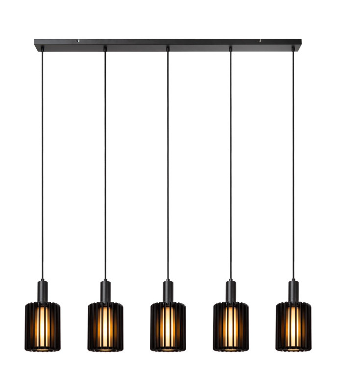 Lucide LAMBRES - Pendant light - 5xE27 - Black-1