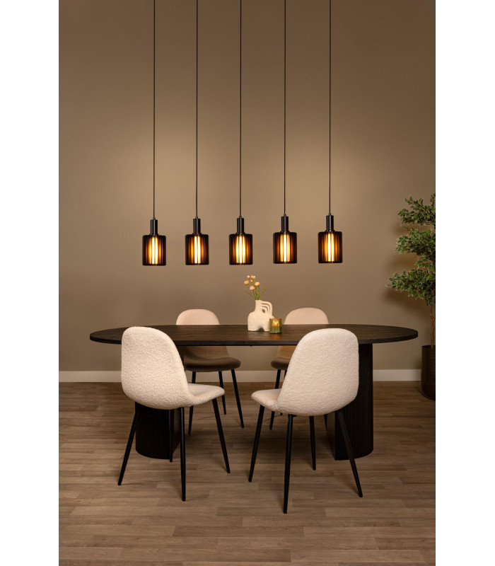 Lucide LAMBRES - Pendant light - 5xE27 - Black-3