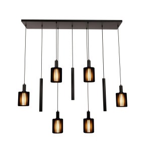 Lucide LAMBRES - Pendant light - 6xE27 - Black-1