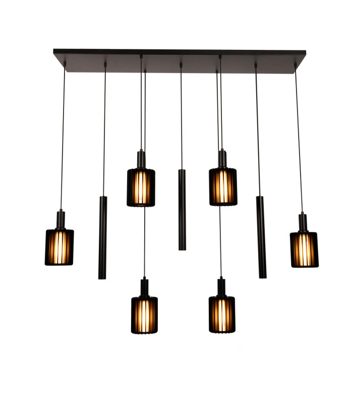 Lucide LAMBRES - Pendant light - 6xE27 - Black-1