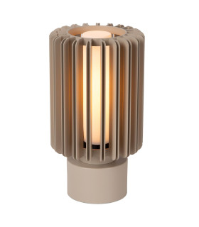 Lucide LAMBRES - Table lamp - Ø 15 cm - 1xE27 - Taupe-1