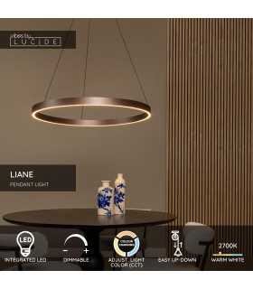Lucide LIANE - Pendant light - Ø 80 cm - LED Dim. - CCT - 2x36W 2700K/4000K - Rust Brown | Vibes-2
