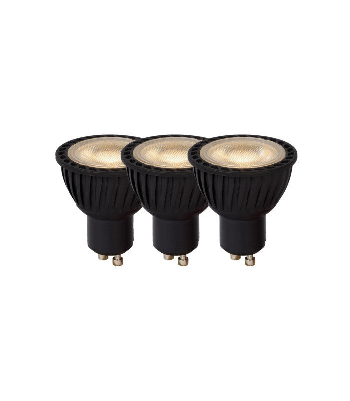Lucide MR16 - Led bulb - Ø 5 cm - LED Dim. - GU10 - 3x5W 3000K - Black - Set of 3-1