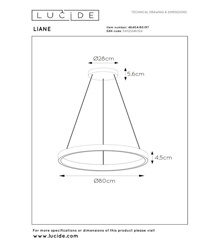 Lucide LIANE - Pendant light - Ø 80 cm - LED Dim. - CCT - 2x36W 2700K/4000K - Rust Brown | Vibes