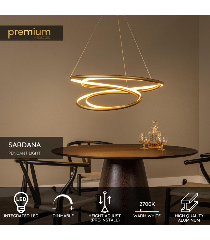 Lucide SARDANA - Pendant light - Ø 80 cm - LED Dim. - 1x74W 2700K - Matt Gold / Brass | Premium-2
