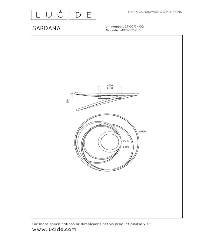 Lucide SARDANA - Flush ceiling light - LED Dim. - 1x54W 2700K - Matt Gold / Brass | Premium
