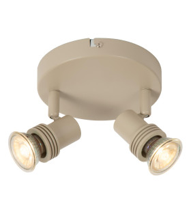 Lucide KIANTI - Ceiling spotlight - Ø 15 cm - 2xGU10 - Taupe-1