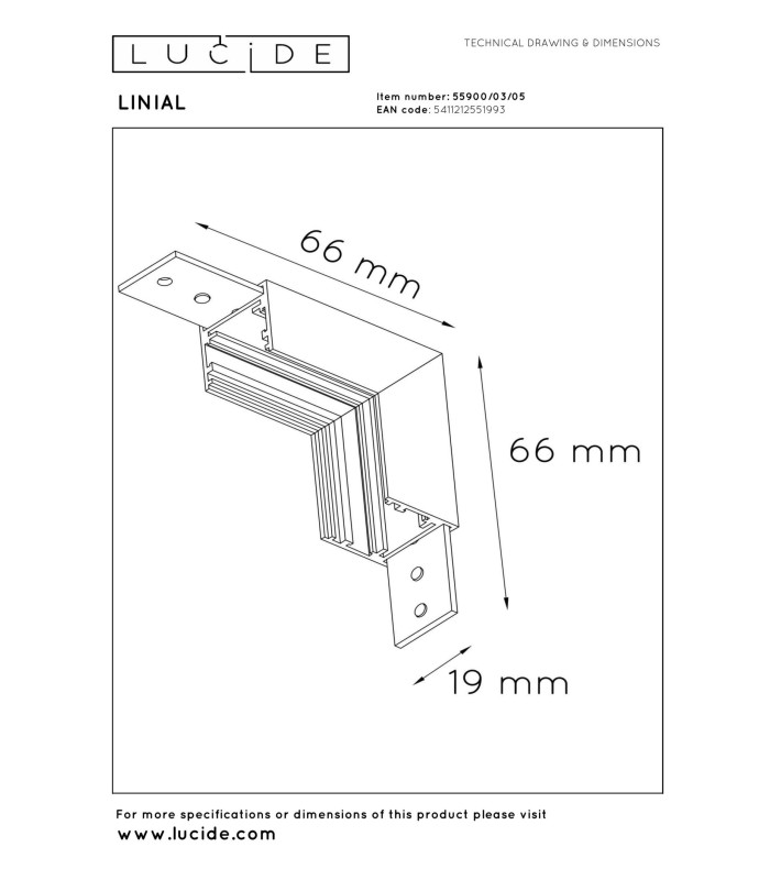 Lucide Premium LINIAL Track -Corner Vertical -  1-circuit Track lighting system  - Champagne-3