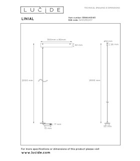 Lucide Premium LINIAL Suspension with mounting base - 1-circuit Track lighting system - Champagne-2