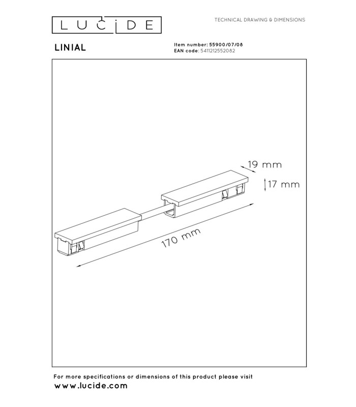 Lucide Premium LINIAL Flexible - connector - 1-circuit Track lighting system  - Satin Gun Metal-3
