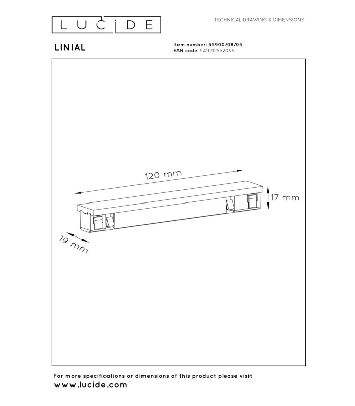 Lucide Premium LINIAL Straight - connector - 1-circuit Track lighting system  - Champagne-3