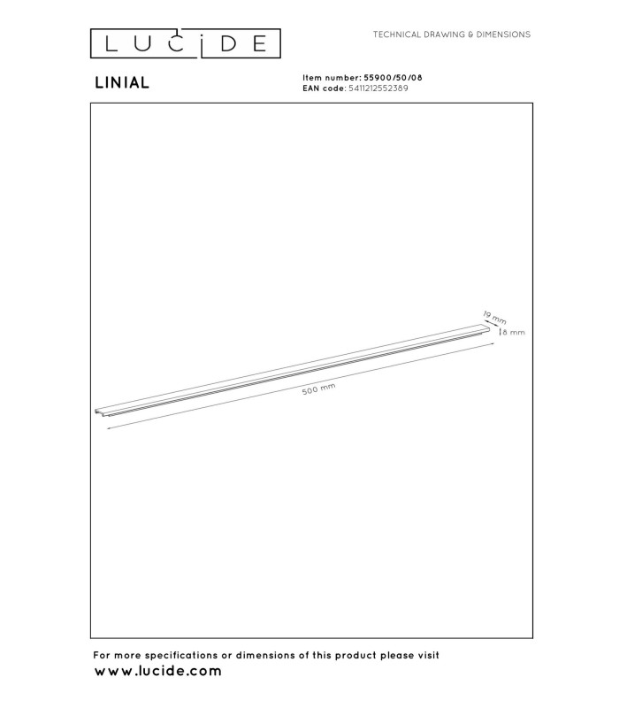 Lucide Premium LINIAL Cover- 1-circuit Track lighting system - 50cm - Satin Gun Metal-2