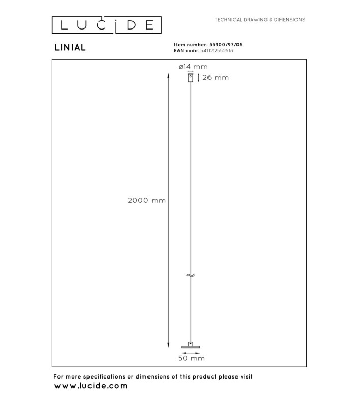 Lucide Premium LINIAL Suspension cable - 1-circuit Track lighting system - Champagne-2