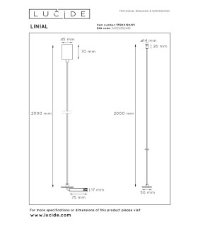 Lucide Premium LINIAL Pendant connection for built-in driver - 1-circuit Track lighting system - Champagne-2