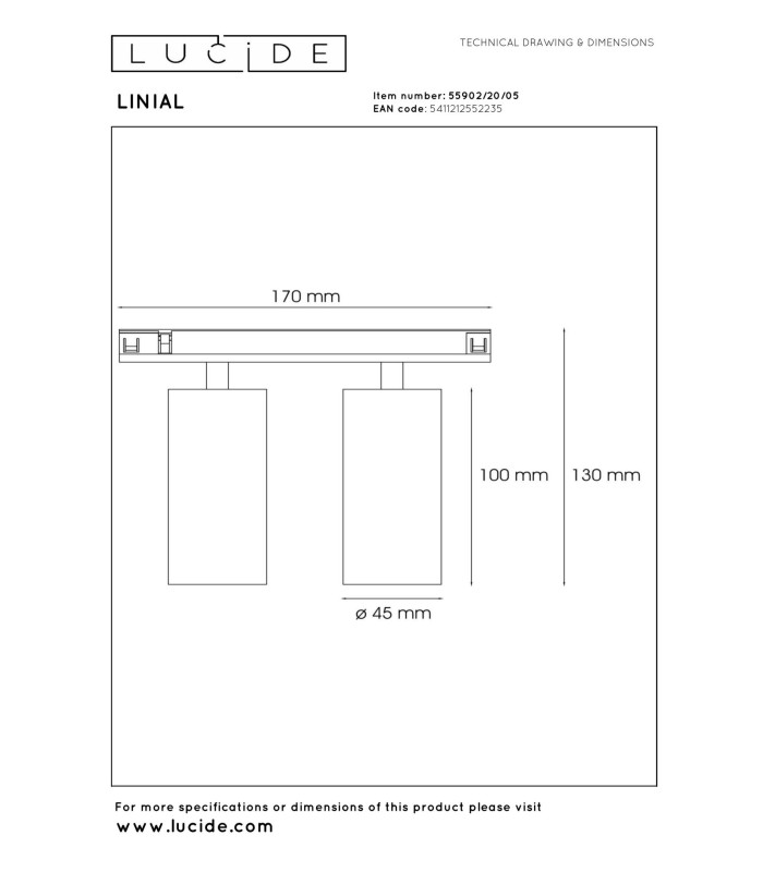 Lucide Premium LINIAL MOXX Track - 1-circuit Track lighting system - 2xLED -Champagne-5