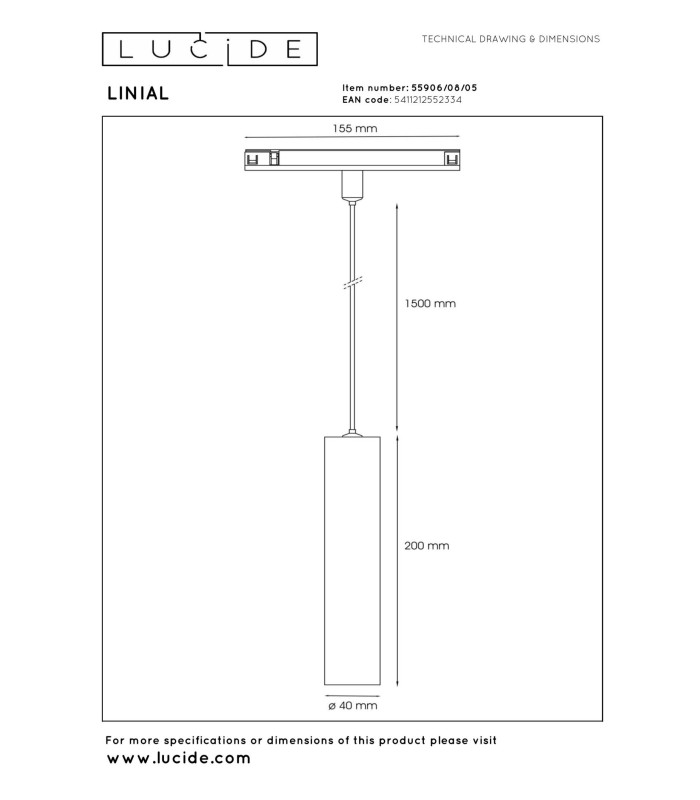 Lucide Premium LINIAL LUXUS pendant - 1-circuit Track lighting system - 1xLED -Champagne-3