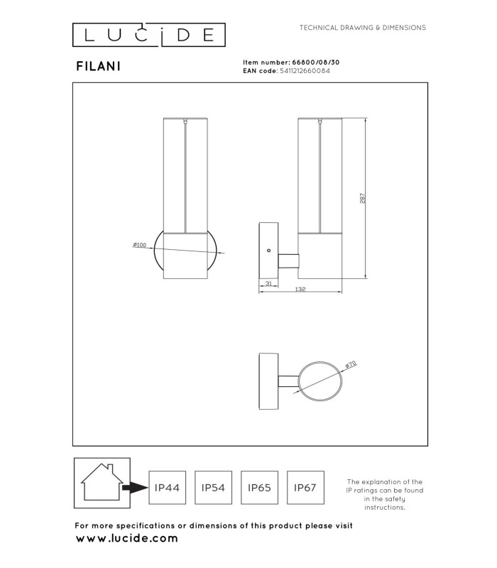 Lucide FILANI - Wall light Indoor/Outdoor - LED - 1x8W 2700K - IP54 - Black | Essential-4
