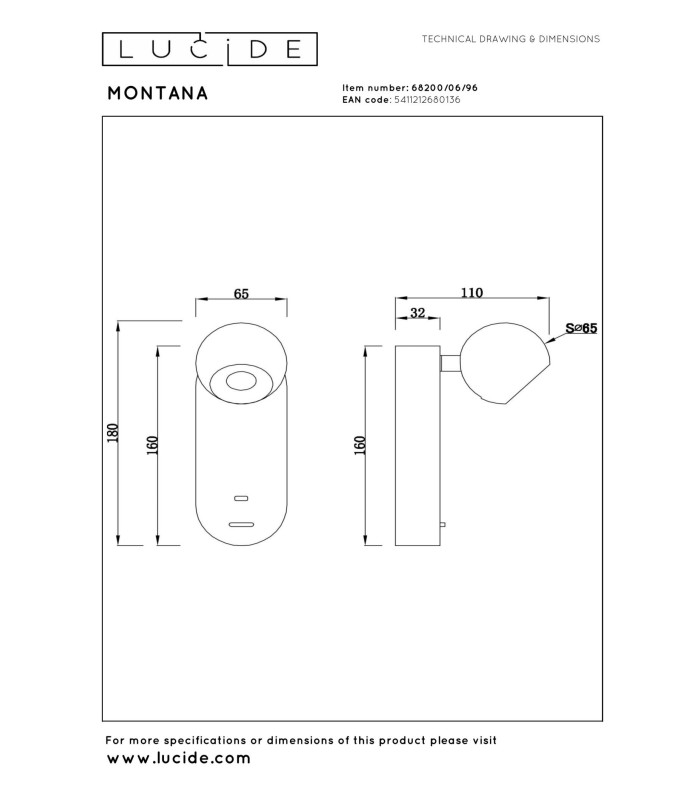 Lucide MONTANA - Wall light - LED - CCT - 1x6
