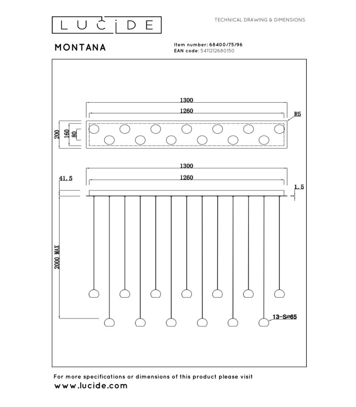 Lucide MONTANA - Pendant light - LED Dim. - CCT - 13x5
