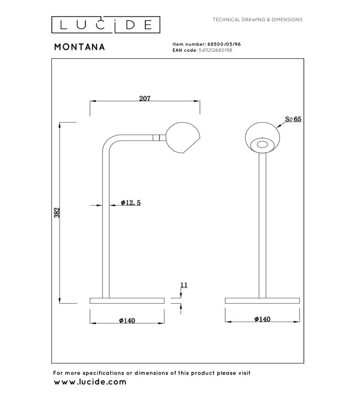 Lucide MONTANA - Table lamp - LED Dim. - 1x5W 2700K - Coffee | Premium
