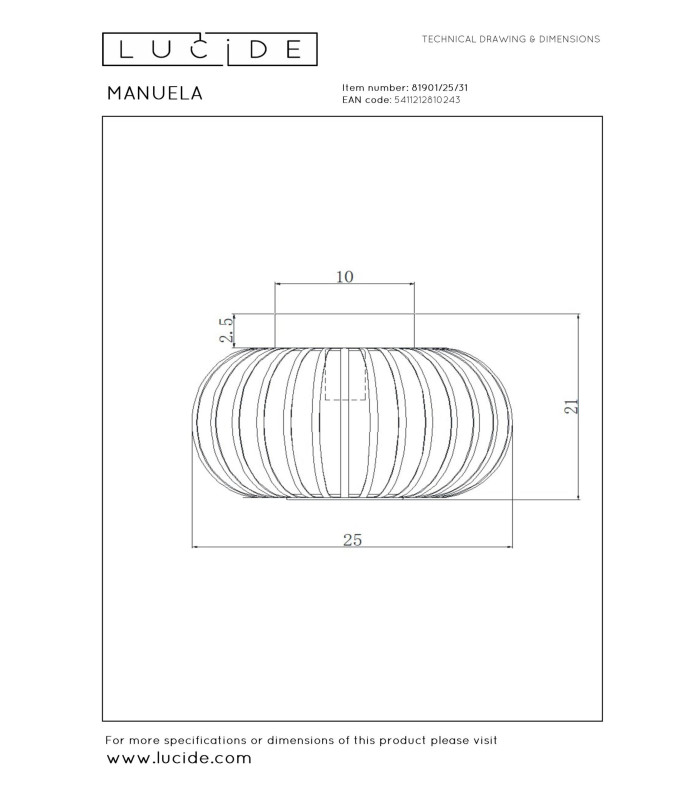 Lucide MANUELA - Flush ceiling light - Ø 25 cm - 1xE27 - White-5