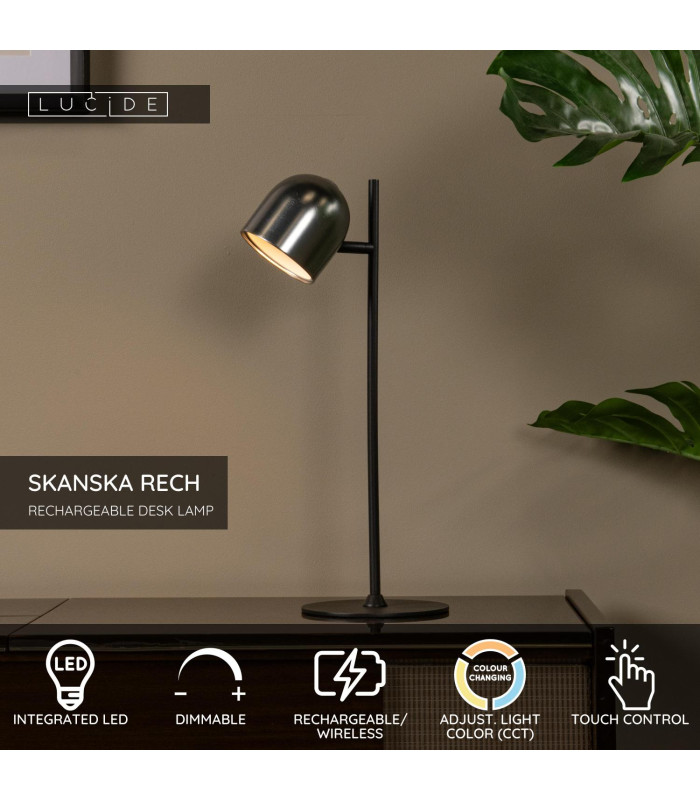 Lucide SKANSKA RECH - Rechargeable Desk lamp Indoor/Outdoor - LED Dim. - CCT - 1x3W 3000K/6000K - IP44 - Grey iron-2