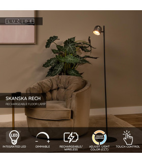 Lucide SKANSKA RECH - Rechargeable Floor lamp Indoor/Outdoor - Ø 23 cm - LED Dim. - CCT - 1x3W 3000K/6000K - IP44 - Grey iron-2