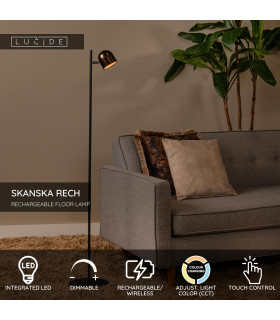 Lucide SKANSKA RECH - Rechargeable Floor lamp Indoor/Outdoor - Ø 23 cm - LED Dim. - CCT - 1x3W 3000K/6000K - IP44 - Coffee-2