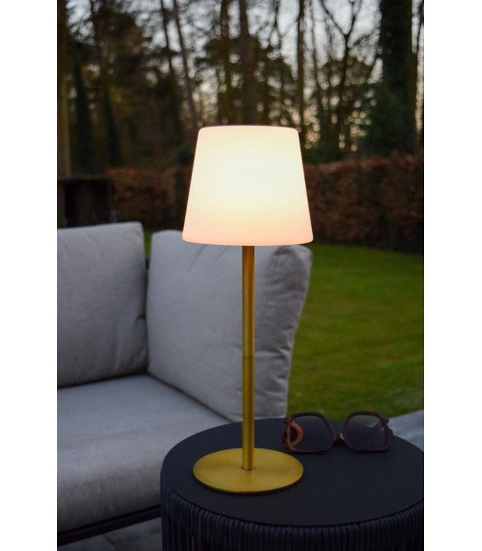 Lucide TYON - Rechargeable Table lamp Indoor/Outdoor - Ø 15 cm - LED Dim. - 1x2W 2700K - IP65 - Matt Gold / Brass-5